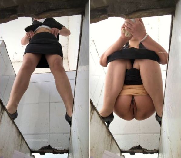 Trench Toilet Voyeur POV and Chinese Office Lady.