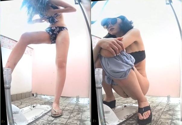 Summer came and Japanese women went to the beach, where there are also toilets where you can peep.