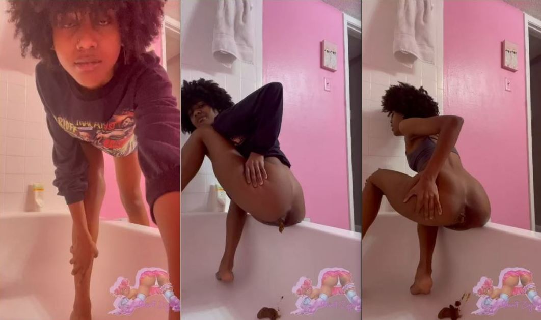 Saint Ziya Pees and Poops in a Pink Bathtub