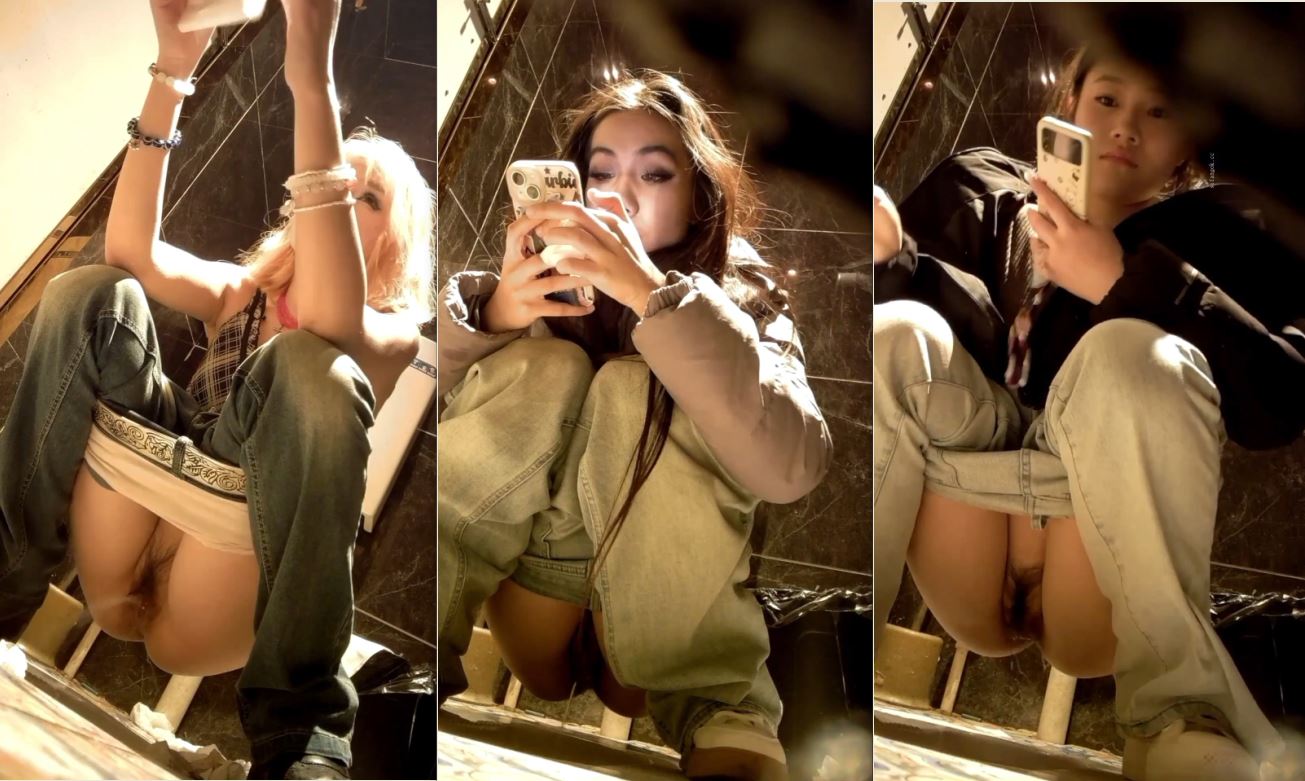 Sweet Chinese girls exposed their pussies and didn’t suspect that we were spying in a public restroom.