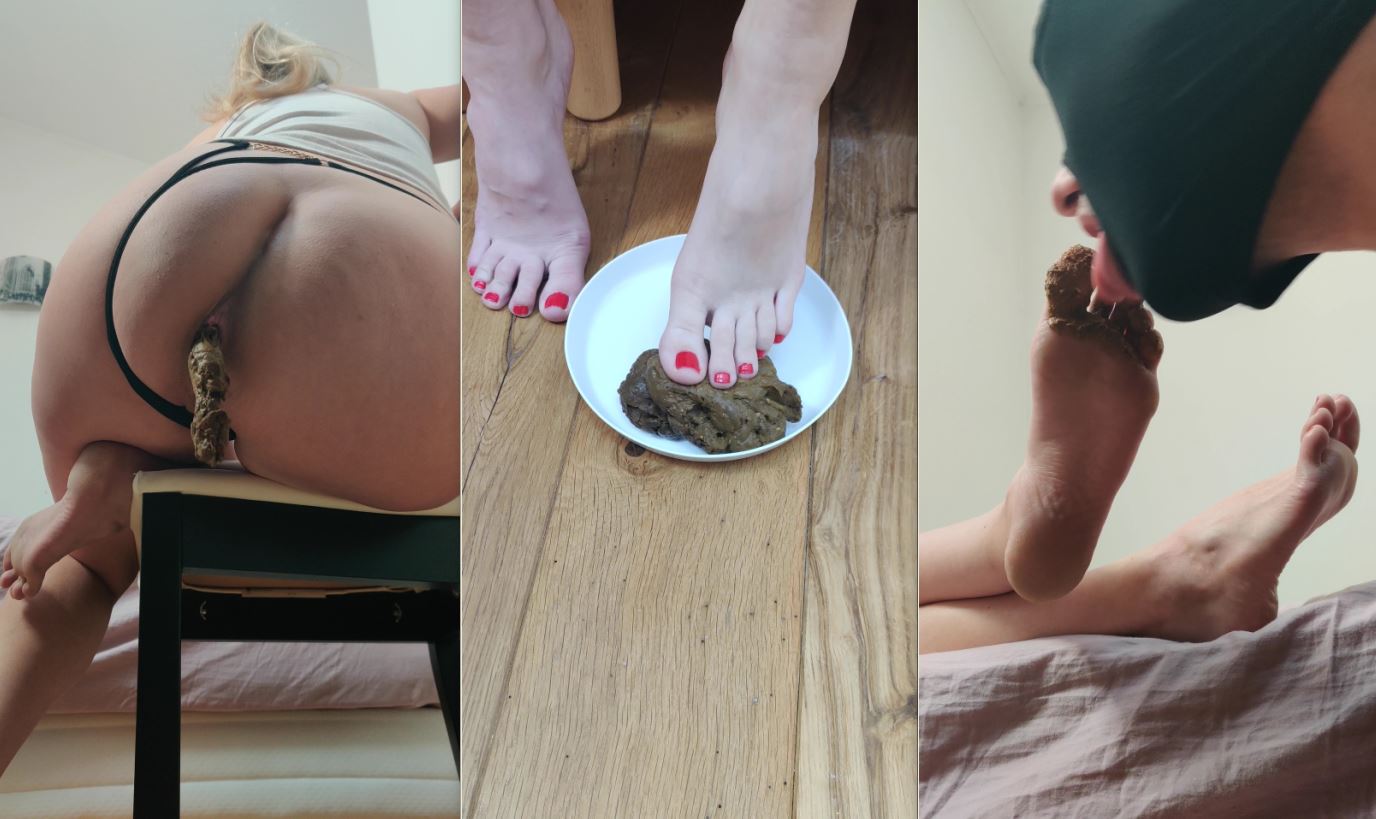 Femdom Scat – Poop Covered Feet Licking