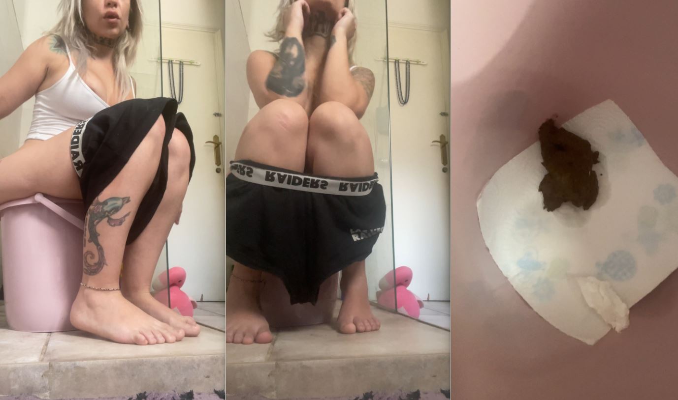 Aris Dark – Pooping in Pink Bucket and Showing on Paper