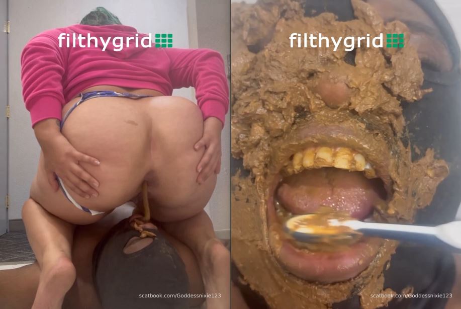 Nixie Fills Slave Mouth with Shit and Cleans His Teeth